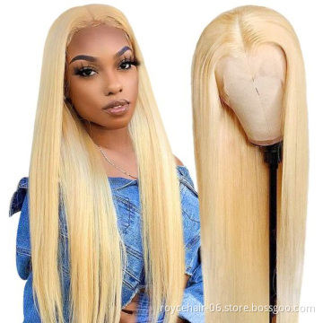 Thick Blonde Indian Human Hair Lace Wigs Vendor, 613 Remy Hair Pre Plucked 13x4 Swiss Lace Wig For Women